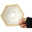 Hexagonal off-white, crystal glaze bonsai pot by Heian Senzan - 140 x 140 x 75 mm