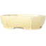 Oval off-white, crystal glaze bonsai pot by Heian Senzan - 161 x 132 x 50 mm