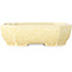 Oval off-white, crystal glaze bonsai pot by Heian Senzan - 161 x 132 x 50 mm