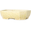 Oval off-white, crystal glaze bonsai pot by Heian Senzan - 161 x 132 x 50 mm