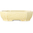 Oval off-white, crystal glaze bonsai pot by Heian Senzan - 161 x 132 x 50 mm