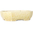 Oval off-white, crystal glaze bonsai pot by Heian Senzan - 161 x 132 x 50 mm