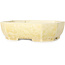 Oval off-white, crystal glaze bonsai pot by Heian Senzan - 161 x 132 x 50 mm