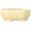 Oval off-white, crystal glaze bonsai pot by Heian Senzan - 161 x 132 x 50 mm