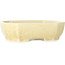 Oval off-white, crystal glaze bonsai pot by Heian Senzan - 161 x 132 x 50 mm