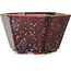 Hexagonal brown metallic, crystal glaze bonsai pot by Heian Senzan - 140 x 140 x 75 mm