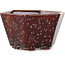 Hexagonal brown metallic, crystal glaze bonsai pot by Heian Senzan - 140 x 140 x 75 mm