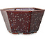 Hexagonal brown metallic, crystal glaze bonsai pot by Heian Senzan - 140 x 140 x 75 mm