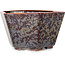 Hexagonal brown metallic, crystal glaze bonsai pot by Heian Senzan - 140 x 140 x 75 mm