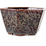 Hexagonal brown metallic, crystal glaze bonsai pot by Heian Senzan - 140 x 140 x 75 mm