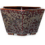 Hexagonal brown metallic, crystal glaze bonsai pot by Heian Senzan - 140 x 140 x 75 mm
