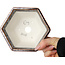 Hexagonal brown metallic, crystal glaze bonsai pot by Heian Senzan - 140 x 140 x 75 mm