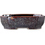 Oval brown metallic, crystal glaze bonsai pot by Heian Senzan - 161 x 132 x 50 mm