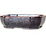 Oval brown metallic, crystal glaze bonsai pot by Heian Senzan - 161 x 132 x 50 mm
