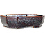 Oval brown metallic, crystal glaze bonsai pot by Heian Senzan - 161 x 132 x 50 mm