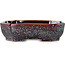 Oval brown metallic, crystal glaze bonsai pot by Heian Senzan - 161 x 132 x 50 mm