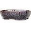 Oval brown metallic, crystal glaze bonsai pot by Heian Senzan - 161 x 132 x 50 mm