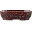 Oval brown metallic, crystal glaze bonsai pot by Heian Senzan - 161 x 132 x 50 mm