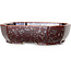 Oval brown metallic, crystal glaze bonsai pot by Heian Senzan - 161 x 132 x 50 mm