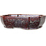 Oval brown metallic, crystal glaze bonsai pot by Heian Senzan - 161 x 132 x 50 mm