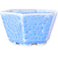 Pot à bonsaï hexagonal bleu clair à glaçure cristalline par Heian Senzan - 140 x 140 x 75 mm