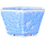 Hexagonal light blue, crystal glaze bonsai pot by Heian Senzan - 140 x 140 x 75 mm