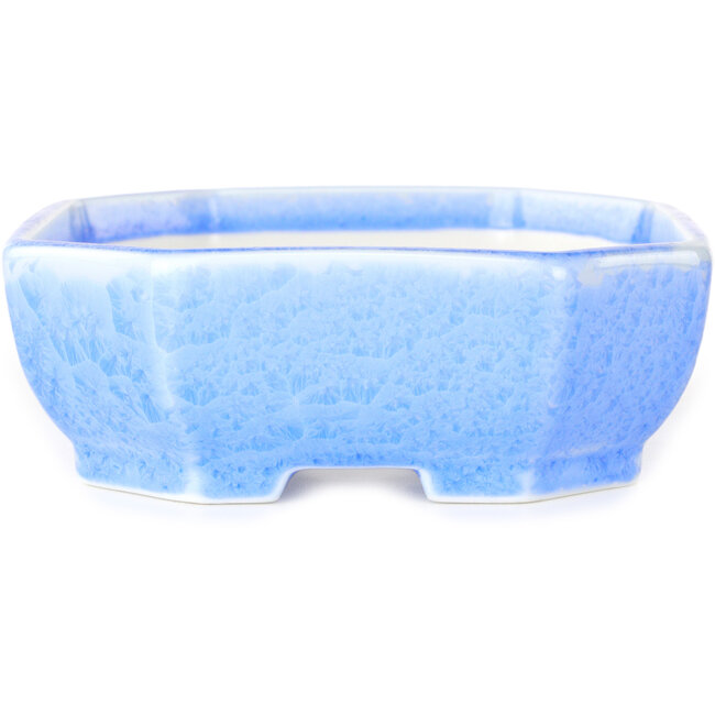 Pot à bonsaï ovale bleu clair à glaçure cristalline par Heian Senzan - 161 x 132 x 50 mm
