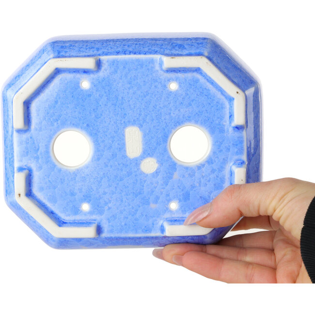 Pot à bonsaï ovale bleu clair à glaçure cristalline par Heian Senzan - 161 x 132 x 50 mm