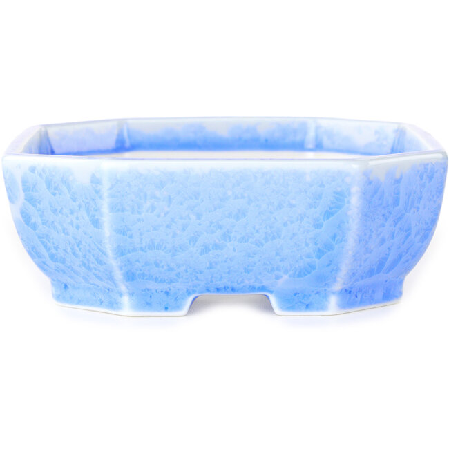 Pot à bonsaï ovale bleu clair à glaçure cristalline par Heian Senzan - 161 x 132 x 50 mm