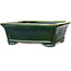Rectangular green bonsai pot by Terahata Satomi Mazan - 285 x 253 x 98 mm