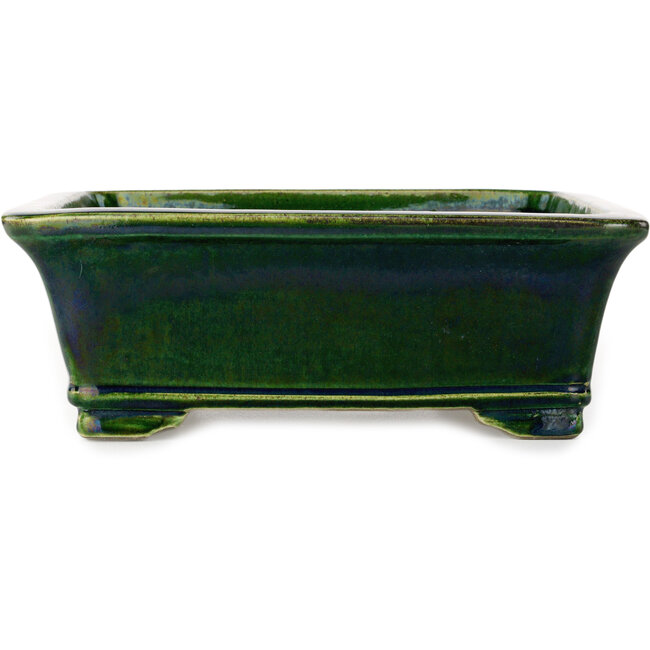 Rechthoekige groene bonsaipot van Terahata Satomi Mazan - 285 x 253 x 98 mm
