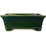 Pot à bonsaï rectangulaire vert par Terahata Satomi Mazan - 285 x 253 x 98 mm