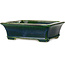 Rectangular green bonsai pot by Terahata Satomi Mazan - 250 x 215 x 82 mm