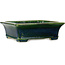 Rectangular green bonsai pot by Terahata Satomi Mazan - 250 x 215 x 82 mm