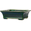 Rectangular green bonsai pot by Terahata Satomi Mazan - 250 x 215 x 82 mm
