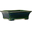 Rectangular green bonsai pot by Terahata Satomi Mazan - 250 x 215 x 82 mm