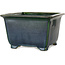 Square green bonsai pot by Terahata Satomi Mazan - 225 x 225 x 140 mm