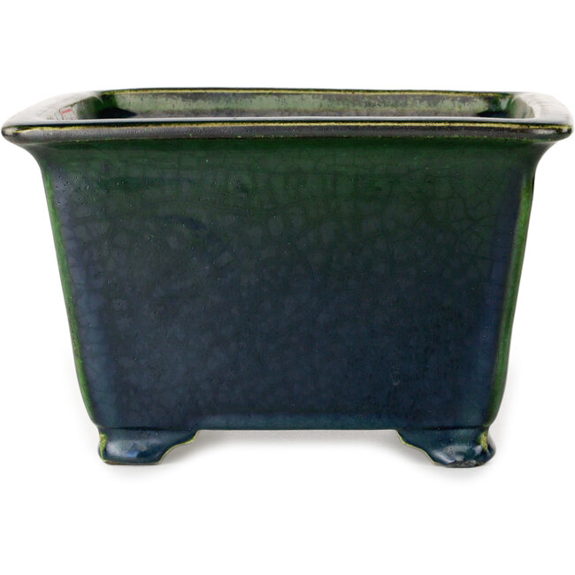 Square green bonsai pot by Terahata Satomi Mazan - 225 x 225 x 140 mm