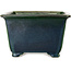 Square green bonsai pot by Terahata Satomi Mazan - 225 x 225 x 140 mm