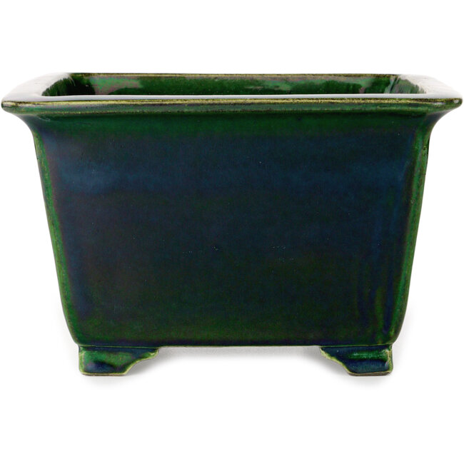 Vierkante groene bonsaipot van Terahata Satomi Mazan - 225 x 225 x 140 mm