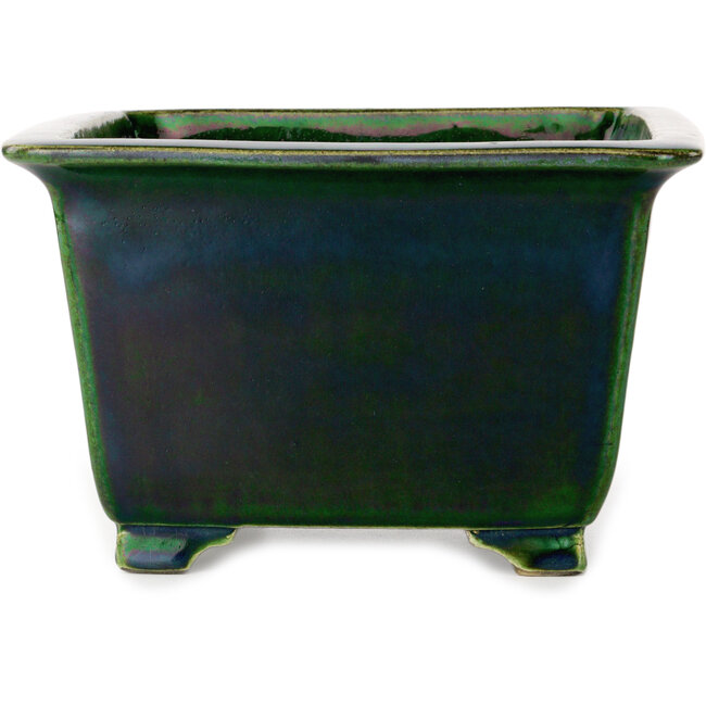 Maceta cuadrada para bonsái verde de Terahata Satomi Mazan - 225 x 225 x 140 mm