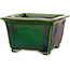 Square green bonsai pot by Terahata Satomi Mazan - 196 x 196 x 118 mm