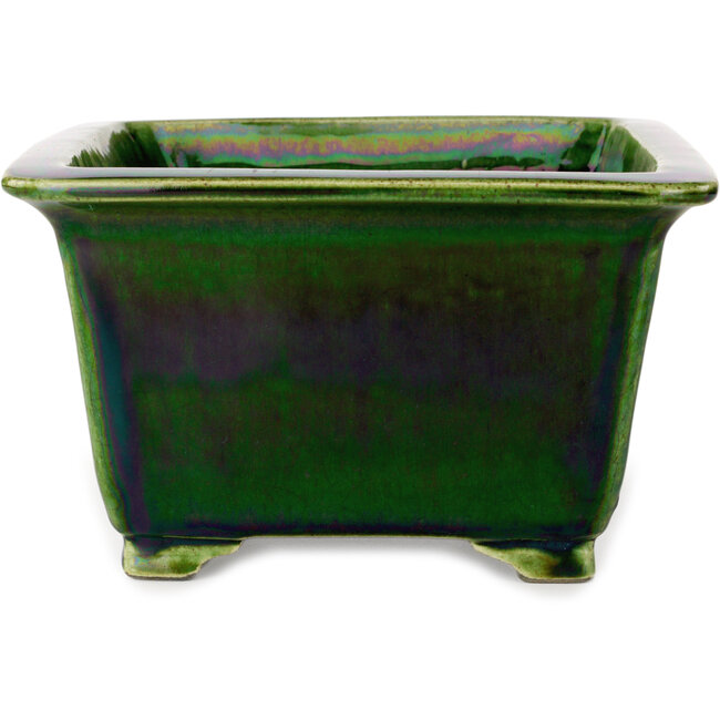 Pot à bonsaï carré vert par Terahata Satomi Mazan - 196 x 196 x 118 mm