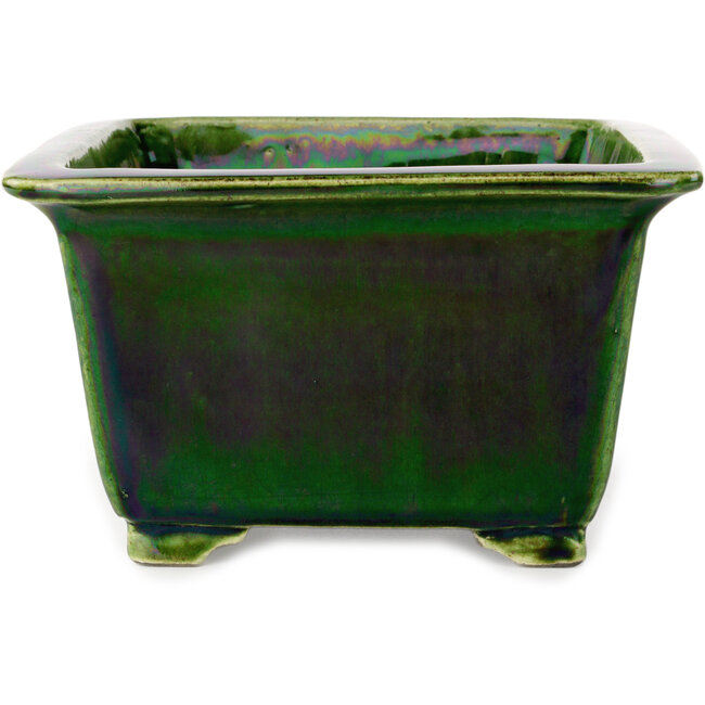Pot à bonsaï carré vert par Terahata Satomi Mazan - 196 x 196 x 118 mm