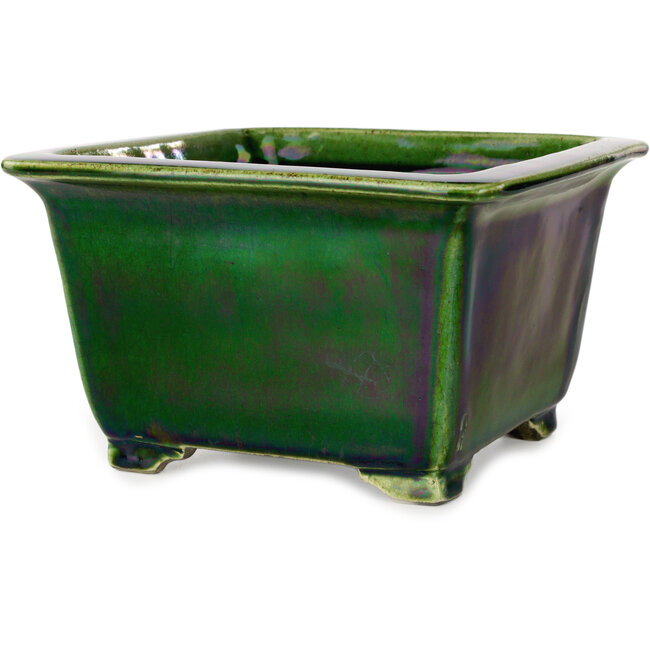 Vaso bonsai quadrato verde di Terahata Satomi Mazan - 196 x 196 x 118 mm
