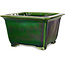 Square green bonsai pot by Terahata Satomi Mazan - 196 x 196 x 118 mm