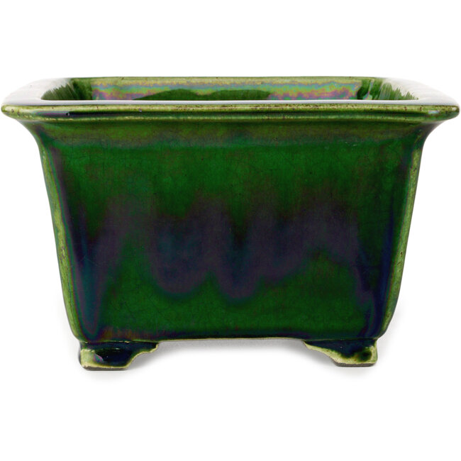 Vaso bonsai quadrato verde di Terahata Satomi Mazan - 196 x 196 x 118 mm