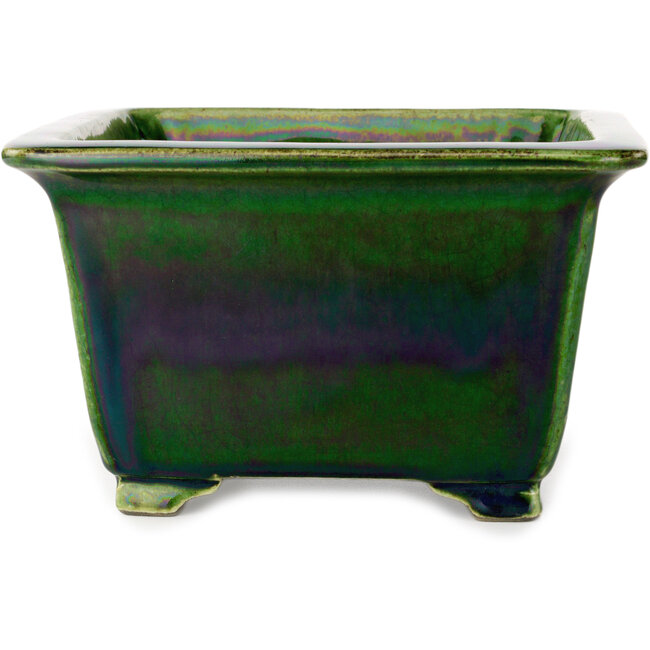 Vaso bonsai quadrato verde di Terahata Satomi Mazan - 196 x 196 x 118 mm