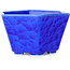 Hexagonal dark blue, crystal glaze bonsai pot by Heian Senzan - 140 x 140 x 75 mm