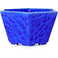 Hexagonal dark blue, crystal glaze bonsai pot by Heian Senzan - 140 x 140 x 75 mm